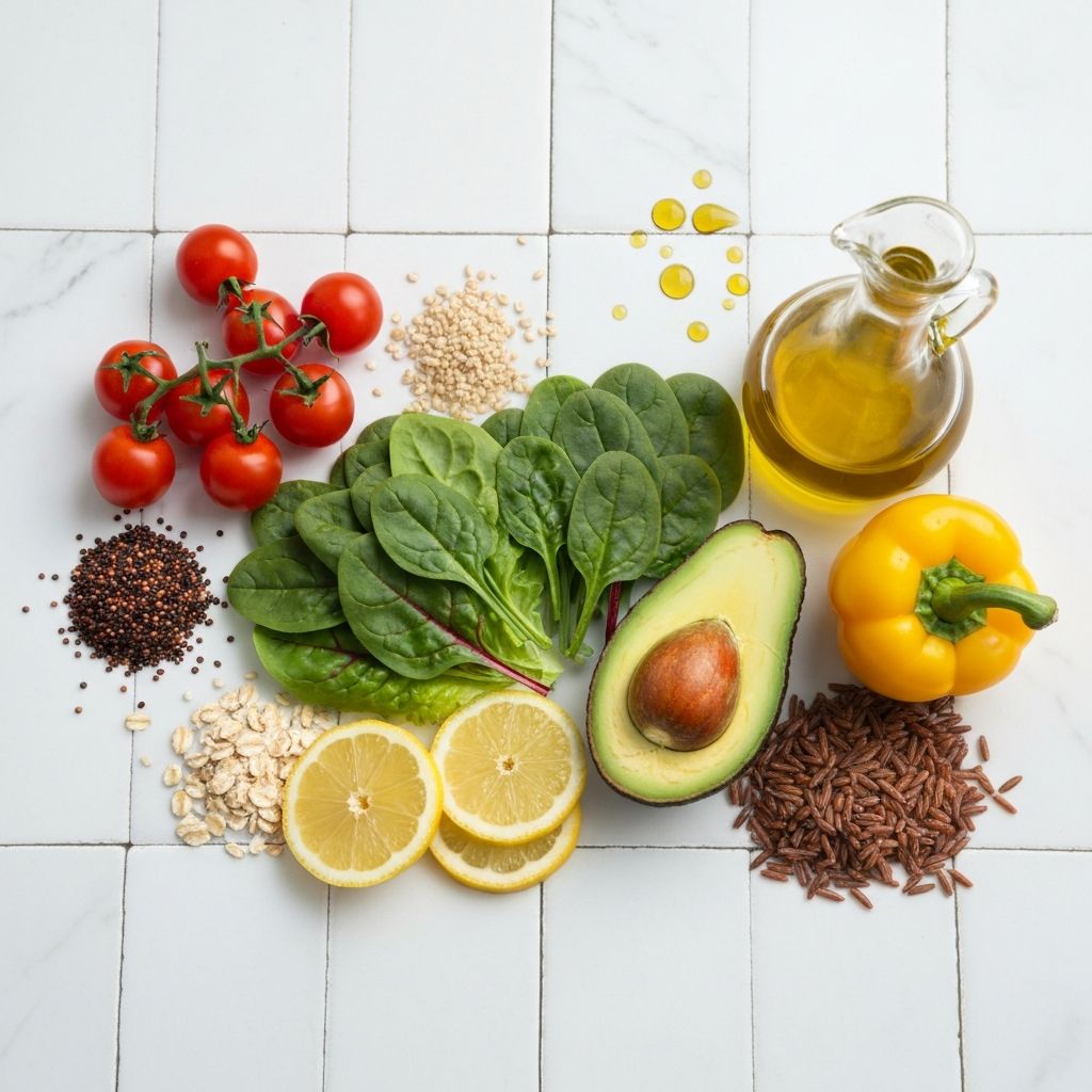 Healthy meal preparation with fresh vegetables and nutritious foods