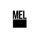 A black and white logo of mel