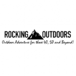 A black and white logo of rocking outdoors.