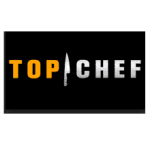 A black and yellow logo for top chef.