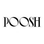 A black and white image of the word poosh.
